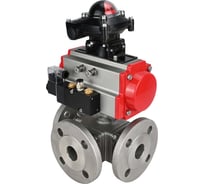 Шаровой кран DN.ru 316-316-PTFE L-тип Ду65 Ру16, пневмопривод, пн.распределитель, БКВ D160-32237