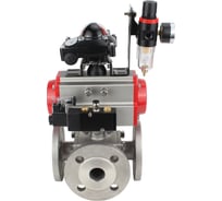 Шаровой кран DN.ru 316-316-PTFE L-тип Ду80 Ру16, пн.привод, пн.распределитель, БКВ, БПВ D160-32247