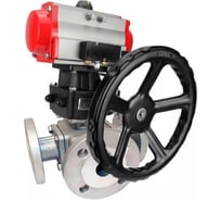 Шаровой кран DN.ru 316-316-PTFE L-тип Ду80 Ру16, пневмопривод, пн.распределитель, дублер D160-32202