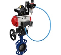 Затвор DN.ru WCB-316L-PTFE Ду150 Ру16 с пневмоприводом, пневмораспределителем, БПВ, БКВ, дублером D050-23538