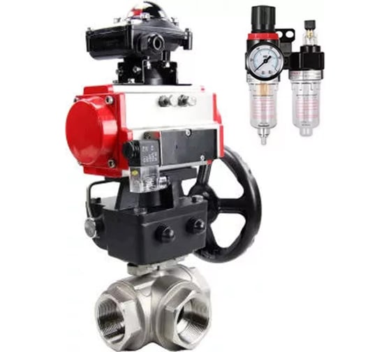 Кран DN.ru RP.SS316.200.MM 3-ход T-тип Ду32 Ру63 пневмораспределитель, БКВ взрывозащищенный, дублёр, БПВ D160-19808 1