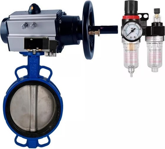Затвор DN.ru GGG50-316L-EPDM Ду150 Ру16 с пневмоприводом, пневмораспределителем, БКВ D050-21945 1