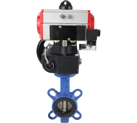 Затвор DN.ru WCB-316L-VITON Ду50 Ру16 с пневмоприводом, пневмораспределителем, дублером D050-08928 1