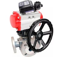 Кран шаровой DN.ru 316-316-PTFE-16 ISO 3-ход T-тип Ду65 Ру16, пневмопозиционер, дублёр D160-34189