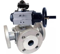 Шаровой кран DN.ru 316-316-PTFE L-тип Ду100 Ру16, пневмопривод, БКВ D160-32808