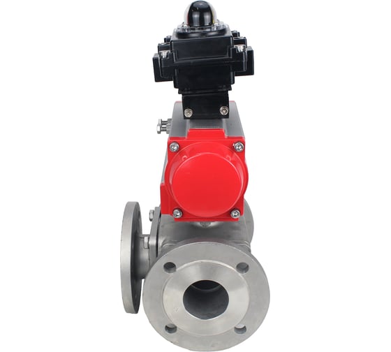 Шаровой кран DN.ru 316-316-PTFE L-тип Ду15 Ру16, пневмопривод, БКВ D160-32663