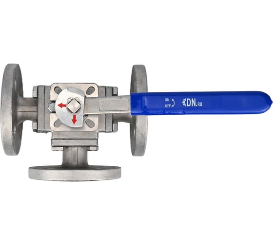 Шаровой полнопроходной кран DN.ru 316-316-PTFE-16 3-ходовой L-тип Ду20 Ру16 с ISO-фланцем D160-28047