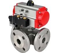 Шаровой кран DN.ru 316-316-PTFE L-тип Ду65 Ру16, пневмопривод, пн.распределитель D160-32075