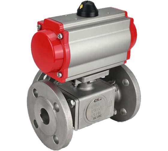Шаровой кран DN.ru 316-316-PTFE L-тип Ду80 Ру16, пневмопривод D160-32067