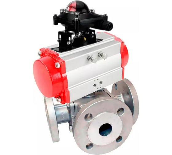 Кран шаровой DN.ru 316-316-PTFE-16 ISO 3-ходовой T-тип Ду80 Ру16, БКВ D160-34100 1