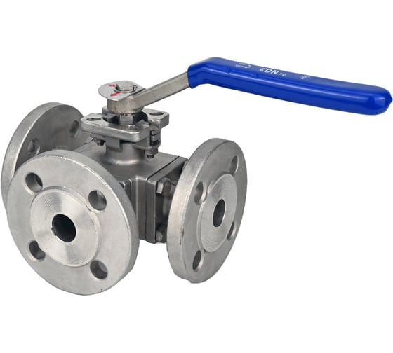 Шаровой полнопроходной кран DN.ru 316-316-PTFE-16 3-ходовой Т-тип Ду20 Ру16 с ISO-фланцем D160-28038