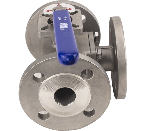 Шаровой полнопроходной кран DN.ru 316-316-PTFE-16 3-ходовой Т-тип Ду80 Ру16 с ISO-фланцем D160-28044