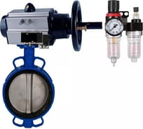 Затвор DN.ru GGG50-GGG40-EPDM Ду150 Ру16 с пневмоприводом, пневмораспределителем, БПВ D050-21632