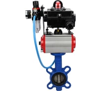 Затвор DN.ru GG25-316L-NBR Ду80 Ру16 с пневмоприводом, пневмораспределителем, БПВ, БКВ D050-14648