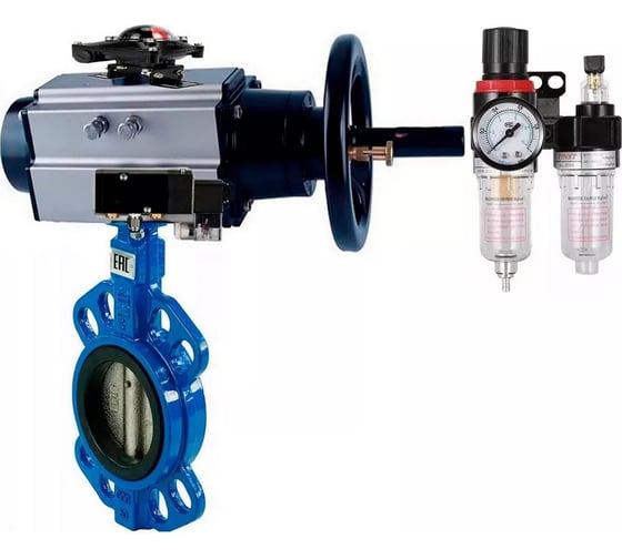 Затвор DN.ru GGG50-316L-NBR Ду125 Ру16 с пневмоприводом, пневмораспределителем, БПВ, БКВ D050-22199 1