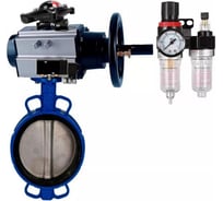 Затвор DN.ru GGG50-GGG40-EPDM Ду150 Ру16 с пневмоприводом, пневмораспределителем, БПВ, БКВ D050-21769