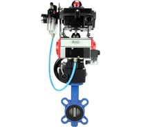 Затвор DN.ru GG25-316L-NBR Ду50 Ру16 с пневмоприводом, пневмораспределителем, БПВ, БКВ, дублером D050-14666