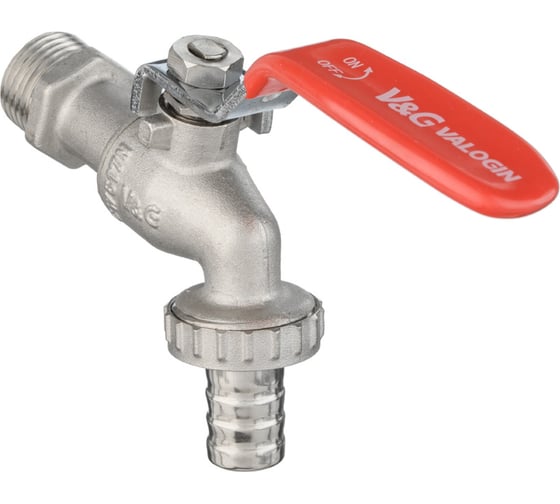 Водоразборный кран VALOGIN со штуцером, 1/2, стальная рукоятка VG-105101 1