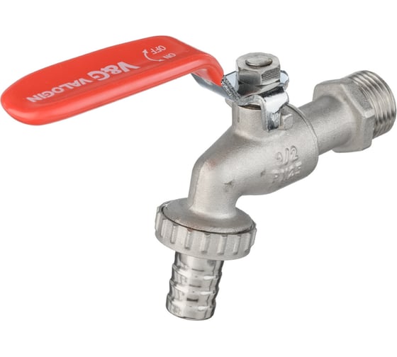 Водоразборный кран VALOGIN со штуцером, 1/2, стальная рукоятка VG-105101