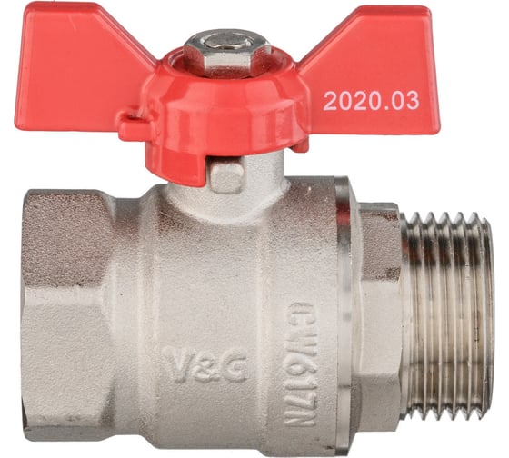 Шаровой кран VALOGIN рукоятка бабочка, 1 вн.-нар. VG-101103