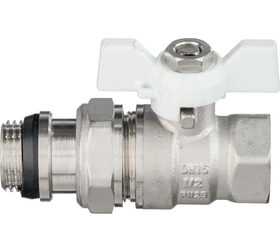 Шаровой кран VALOGIN с полусгоном, 1/2 вн.-нар., белая рукоятка VG-104201