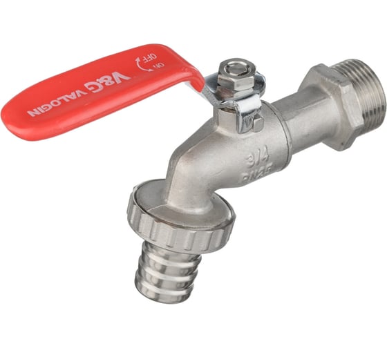 Водоразборный кран VALOGIN со штуцером, 3/4, стальная рукоятка VG-105102