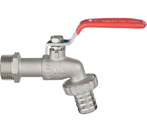 Водоразборный кран VALOGIN со штуцером, 3/4, стальная рукоятка VG-105102