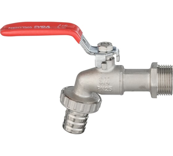 Водоразборный кран VALOGIN со штуцером, 3/4, стальная рукоятка VG-105102