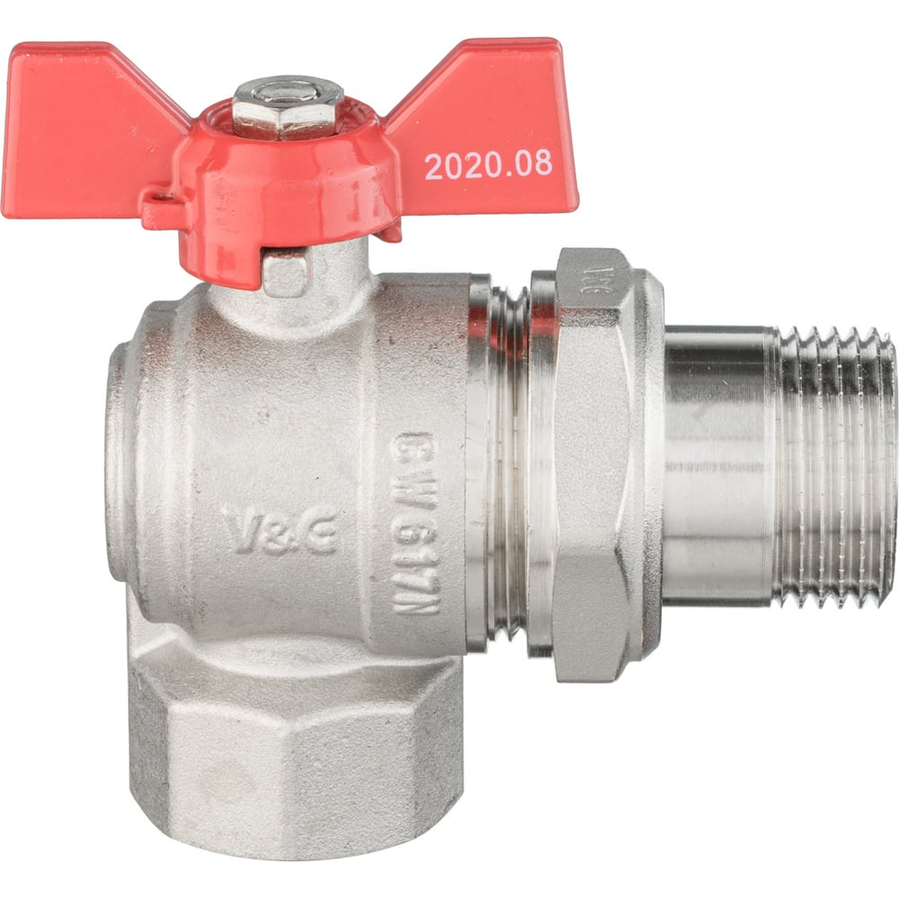 Шаровой кран VALOGIN угловой, с полусгоном, 1 вн.-нар., рукоятка ...