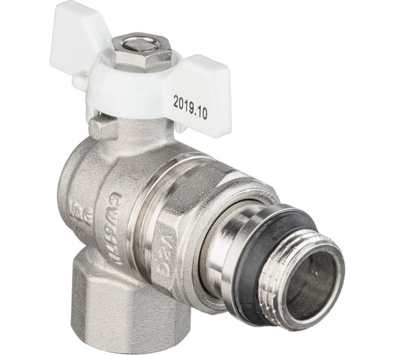 Шаровой кран VALOGIN угловой, с полусгоном, 1/2 вн.-нар., белая рукоятка VG-104501 1