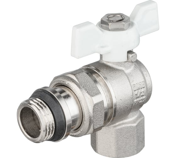 Шаровой кран VALOGIN угловой, с полусгоном, 1/2 вн.-нар., белая рукоятка VG-104501