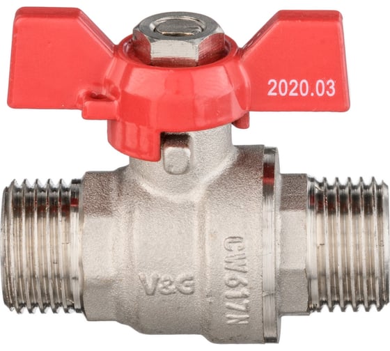 Шаровой кран VALOGIN рукоятка бабочка, 1/2 нар.-нар. VG-103101