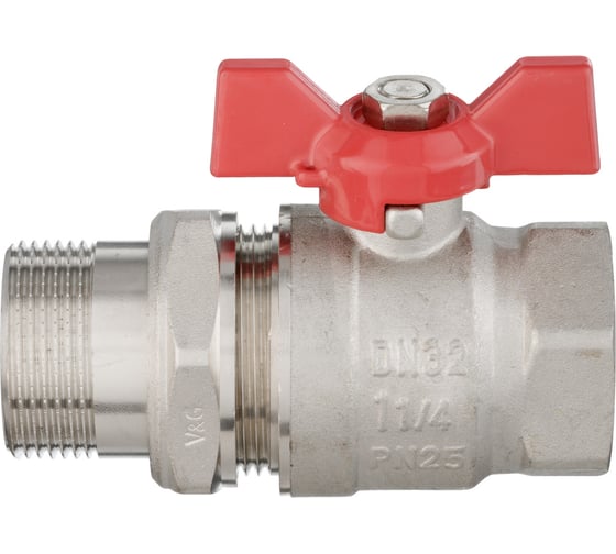 Шаровой кран VALOGIN с полусгоном, 1 1/4 вн.-нар., рукоятка бабочка VG-104104