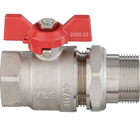 Шаровой кран VALOGIN с полусгоном, 1 1/4 вн.-нар., рукоятка бабочка VG-104104