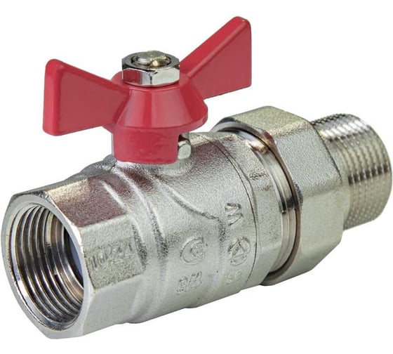 Кран шаровой с полусгоном KROMWELL ручка-бабочка, 3/4" внутренняя - наружная резьба KW.185.05