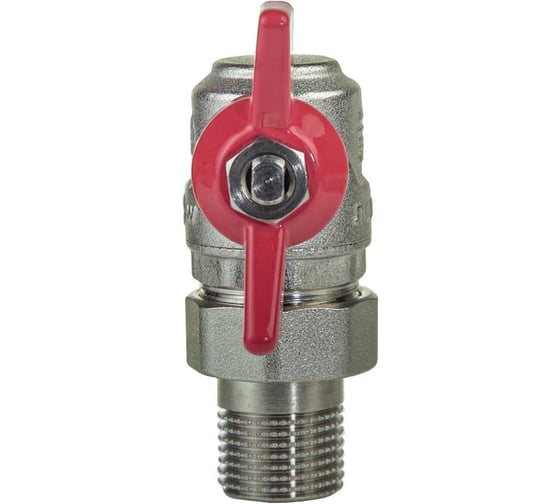 Кран шаровой угловой с американкой KROMWELL ручка-бабочка, 1/2" внутренняя - наружная резьба KW.186.04