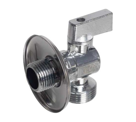 Кран шаровой угловой для подключения сантехнических приборов KROMWELL 1/2" x 1/2" наружная - наружная резьба KW.191.0404