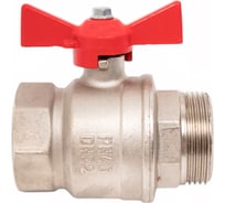 Кран шаровой Valfex N/P59 бирка для воды, 1 1/4" ВР/НР, ручка бабочка, латунный, никелированный 11Б27фт1М VF.218.NB1.114.N/P59.Bir