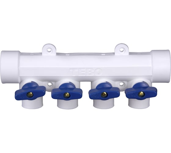 Коллектор с синими ручками TEBO PPR 32x20 4 выхода 030091214