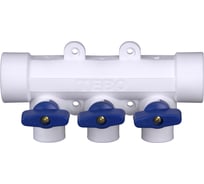 Коллектор с синими ручками TEBO PPR 32x20 3 выхода 030091212
