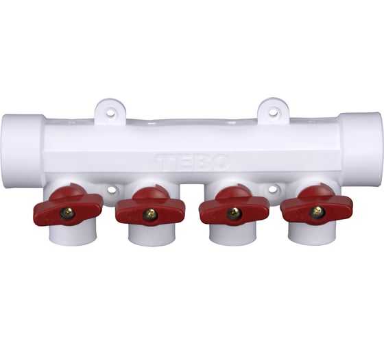 Коллектор с красными ручками TEBO PPR 32x20 4 выхода 030091213 1