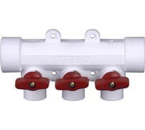 Коллектор с красными ручками TEBO PPR 32x20 3 выхода 030091211