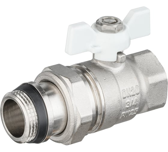 Кран шаровой VALOGIN с полусгоном, 3/4 вн.-нар., белая рукоятка VG-104202