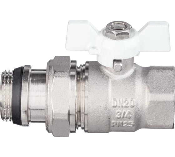 Кран шаровой VALOGIN с полусгоном, 3/4 вн.-нар., белая рукоятка VG-104202