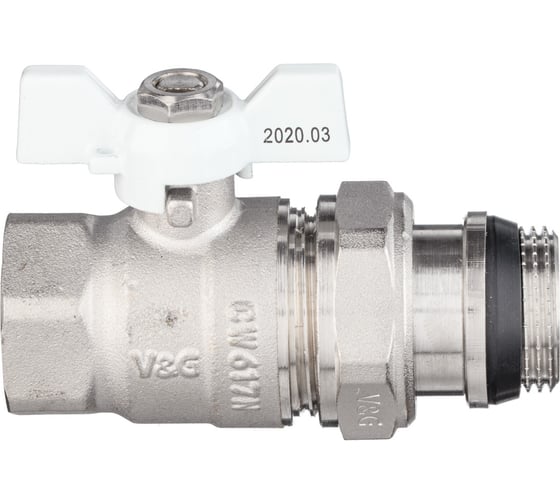 Кран шаровой VALOGIN с полусгоном, 3/4 вн.-нар., белая рукоятка VG-104202