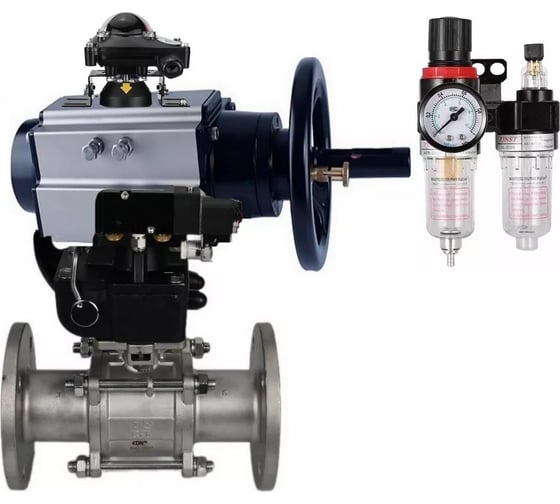 Кран DN.ru КШФПТ-ISO 3-составной Ду80 Ру25, пневмораспр., БКВ взрывозащ, дублёр, БПВ D160-31305 1