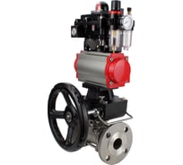 Шаровой кран DN.ru КШФПТ-ISO.304.180 Ду15 Ру40, с пневмоприводом, пневмораспределителем, БПВ, БКВ, дублер D160-19642