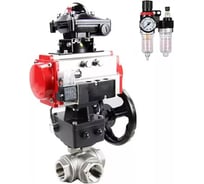 Кран DN.ru RP.SS316.200.MM ISO 3-ход T-тип Ду50 Ру63 БКВ взрывозащ, пневмораспр., БПВ D160-31493