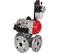 Шаровой кран DN.ru 316-316-PTFE L-тип Ду20 Ру16, пневмопривод, пн.распределитель, БПВ D160-32079