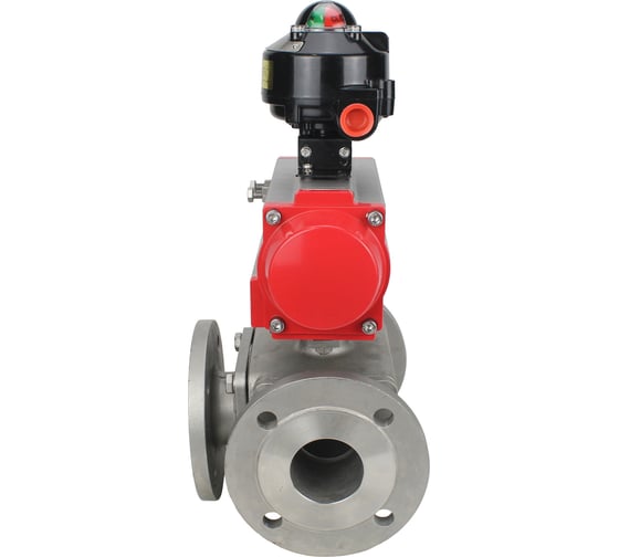 Шаровой кран DN.ru 316-316-PTFE L-тип Ду32 Ру16, пневмопривод, БКВ D160-33444